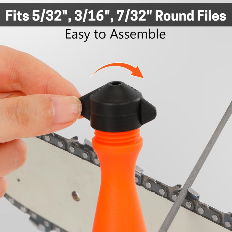 ZELARMAN 2 PCS Chainsaw Round File Handle, Chainsaw File Plastic Handle with Adjustable Fastening Nut, 0.2 inch Hole for Metal File Screwdriver - Image 4